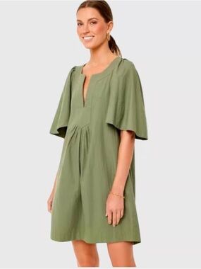 Pomander Place Tuckernuck Finely Flutter  Sleeve Dress in Sage Green - XS